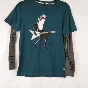 Shaun White green layered Shark Graphic Shirt L